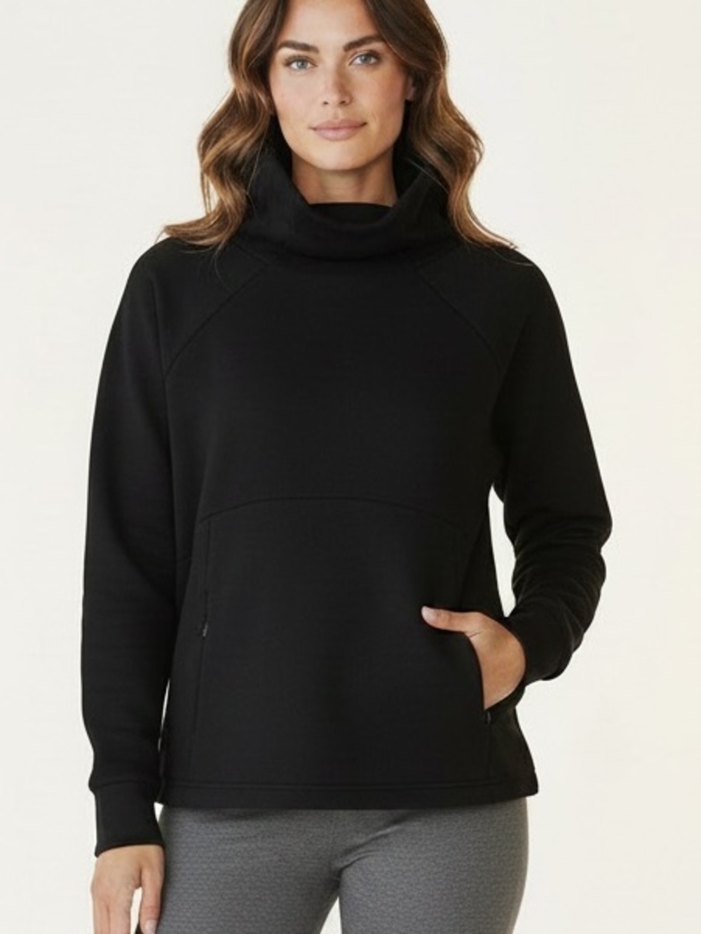 Athleta Polartec Funnel Neck Sweatshirt Black Small - Like New!